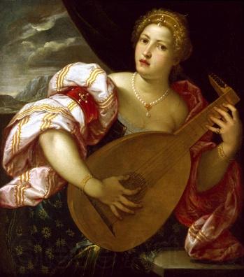 unknow artist Young Woman Playing a Lute Spain oil painting art
